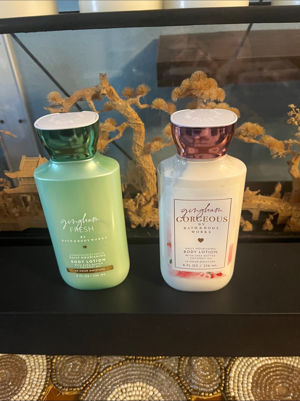 Bath & Body Works Gingham Fresh (green) & Gingham Gorgeous (white) Body Lotions
